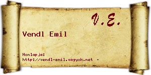 Vendl Emil névjegykártya